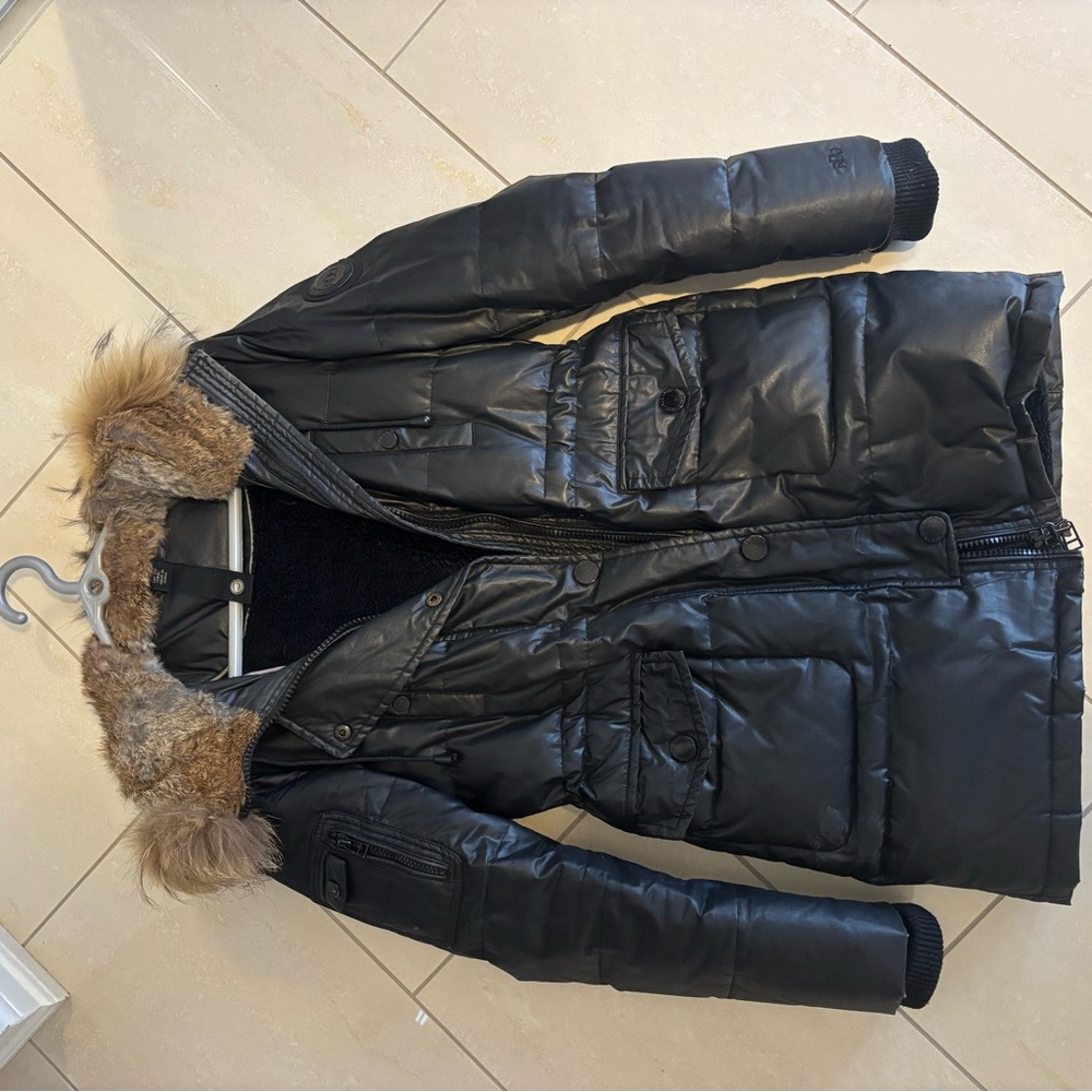 Rudsak Women's Black Puffer Jacket with Fur Trim